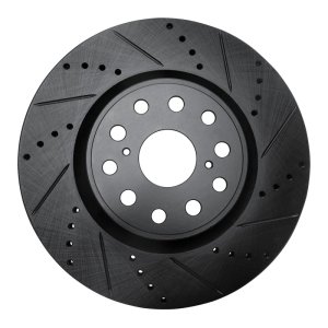 Lexus LS460 Brake Rotor (1) - Front Right - R1 Concepts - Drilled & Slotted - Black - `07-`23